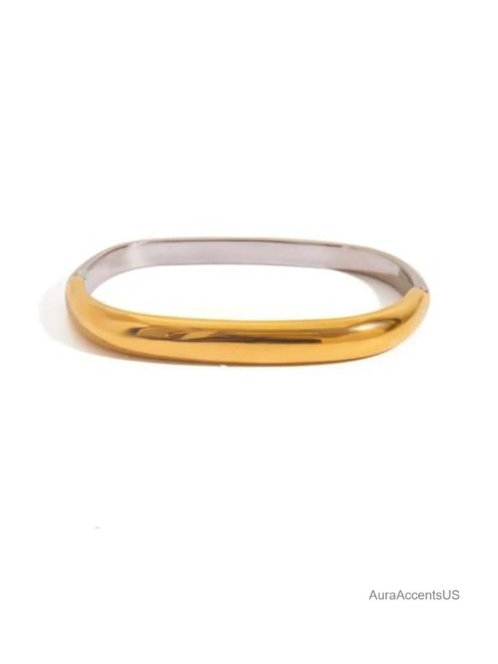 Wavy Hinged Bangle Bracelet Stainless Steel Gold Plated Sculptural Chunky Party
